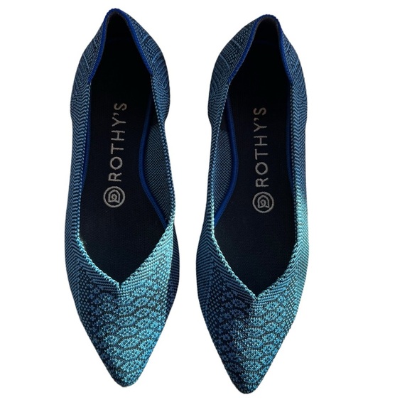 Rothys Teal Python Point Flats size 6.5 in excellent condition. Slightly used . - Picture 6 of 10